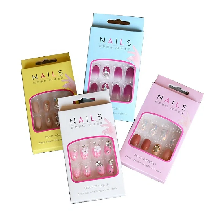 Fashion Customized Small Window Package Empty Custom Press On Nails Packaging Box