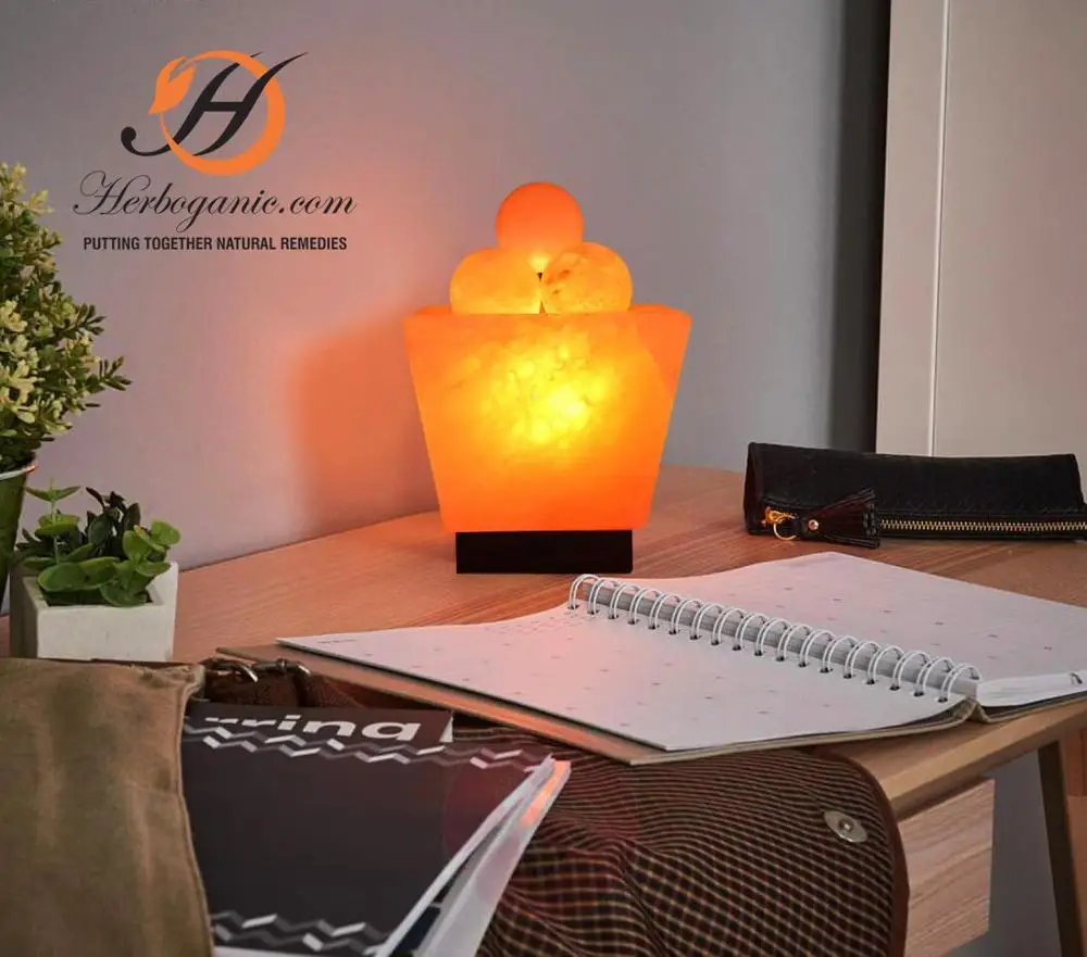 premium quality Himalayan Pink Salt Cube Shape Fire Bowl Salt Lamp OEM ODM customization logo