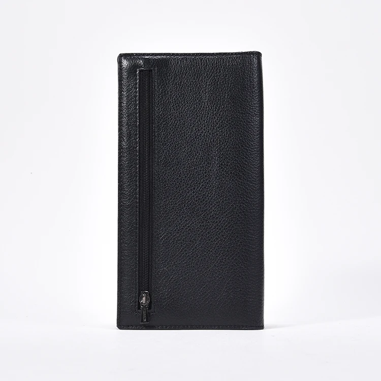 Custom New Black Men Cash Money Clip Long Clutch Bag Sim Card Slot Bifold Multicard Magic Genuine Leather Luxury Wallets