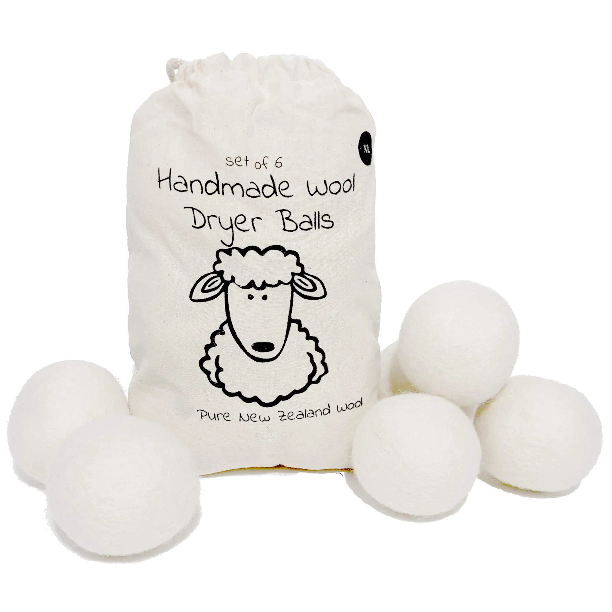 6 Pieces 1 Set Eco Friendly New Zealand Sheep Laundry Wool Drying Balls with Cotton Bag