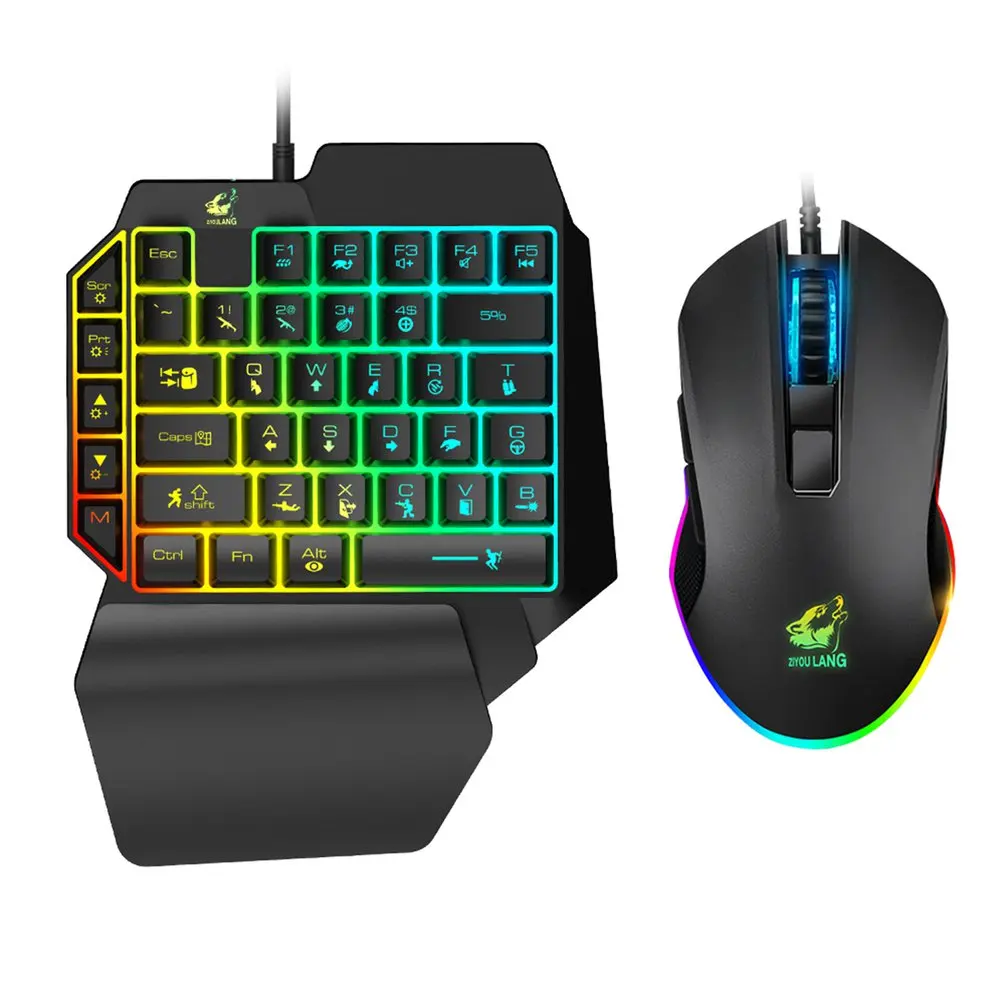 
Ergonomic Design Wired keyboard And Mouse 39-key One-handed Mechanical Gaming Keyboard And Mouse 3200DPI Set Best Gift For Gamer 
