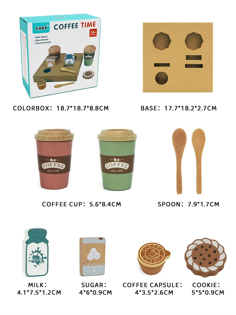 New Pretend Play Coffee Cup Toys Wooden Play Kitchen Accessories Educational Toy For Children Gift