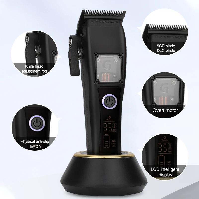 G-28 Custom Logo Barber Salon Professional Hair Clipper Set 10000 rpm With Charging Base Ceramic Blade Magnet Motor