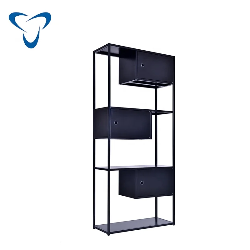 Office Metal Storage Cabinet Decor Books Filing Display Shelf Factory Low Price Furniture School Magazine Stand Steel Shelves