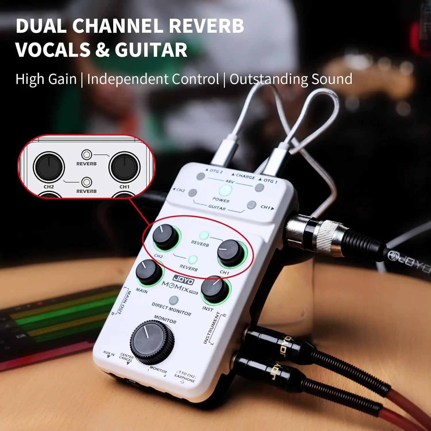 High quality Joyo MOMIX PRO Portable mixer Live and record mini white audio mixers Dual Channel band Portable audio mixer