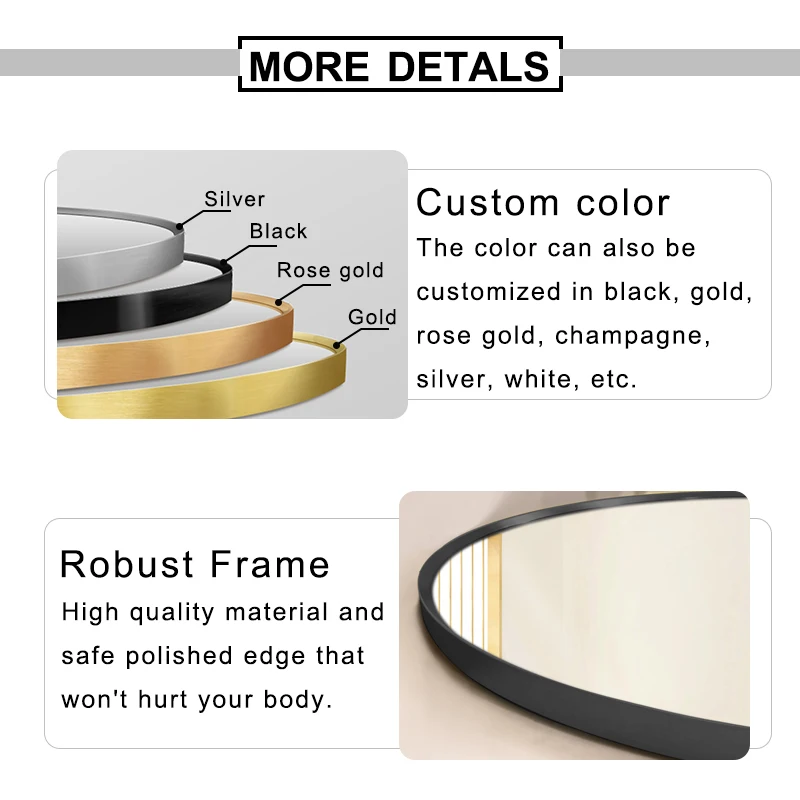 Custom Modern Aluminium Frame Whole Body Standing Dressing Long Tall Big Size Gold Arch Large Floor Full Length Mirrors