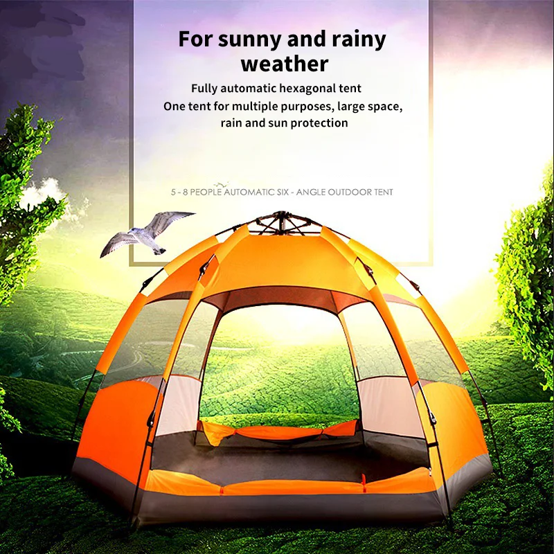 New Arrival 3-4 person double leisure ways house dome big canopy pop up family waterproof camping outdoor tents