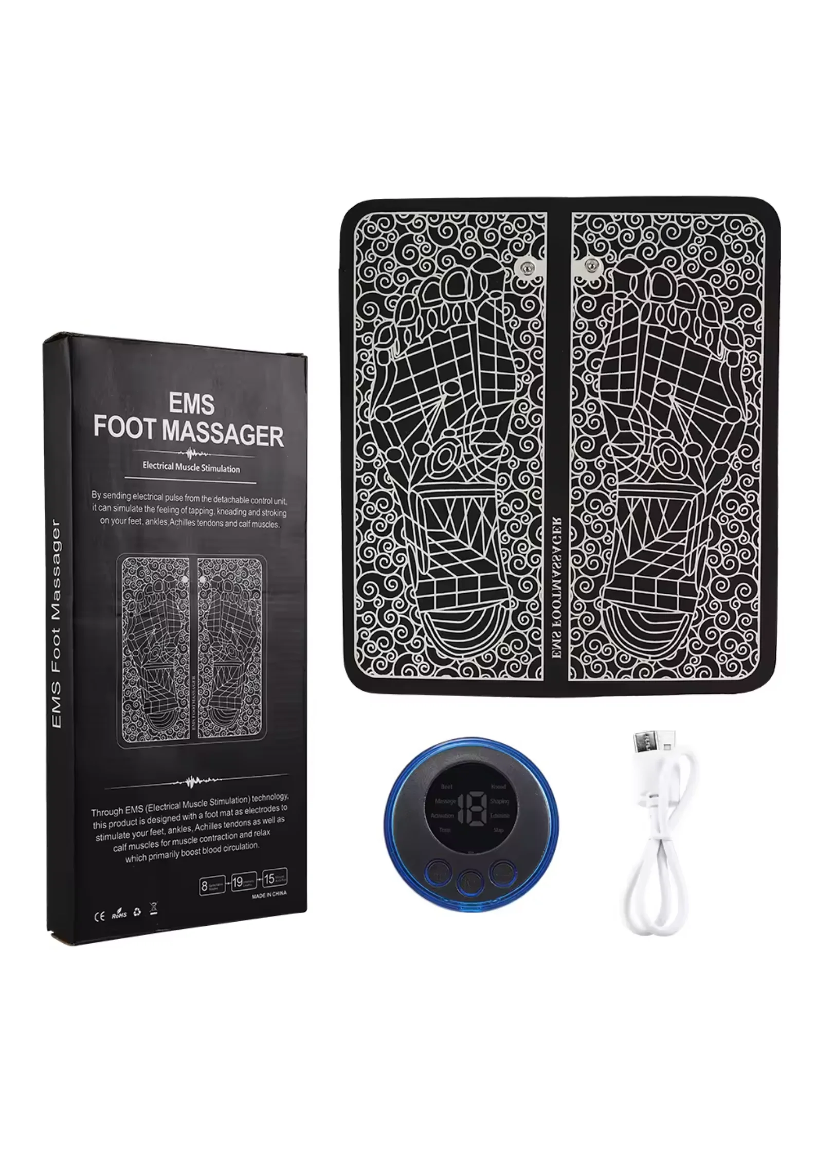 Physiotherapy Foldable Electric Ems Foot Massage Pad Muscle Acupoints Stimulator Ems Bioelectric Acupoints Massager Mat