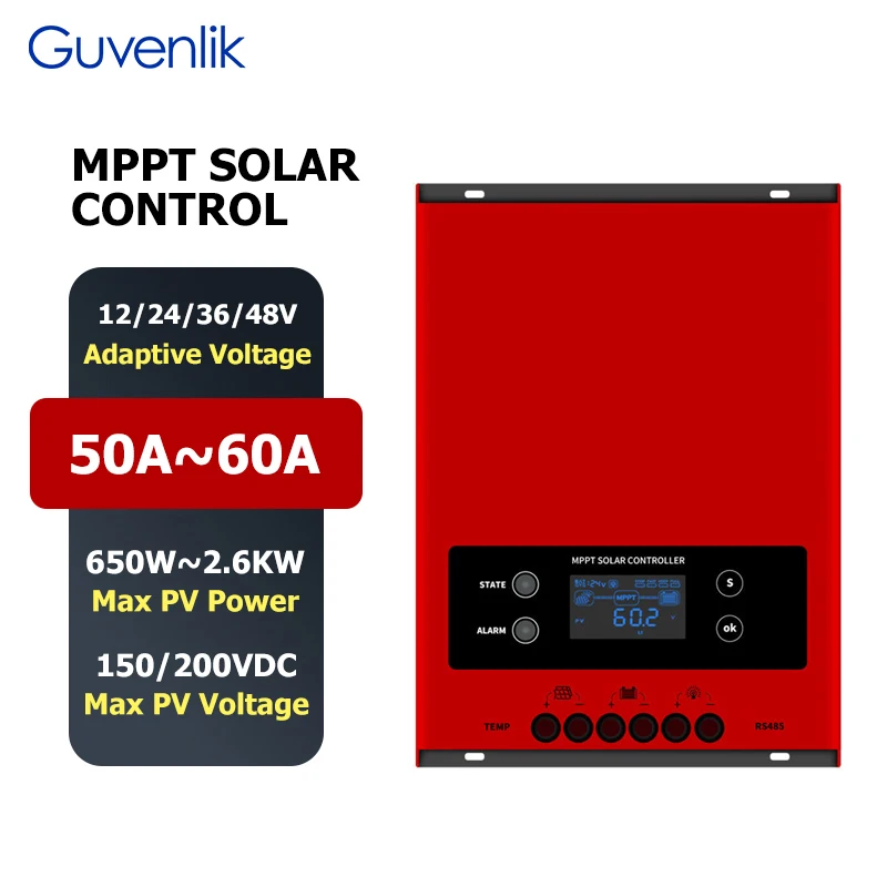 Guvenlik di carica 48V WiFi APP 4G Built In Batter 200VDC PV Solar Panel System LFP 60A IP65 MPPT Charge Controller