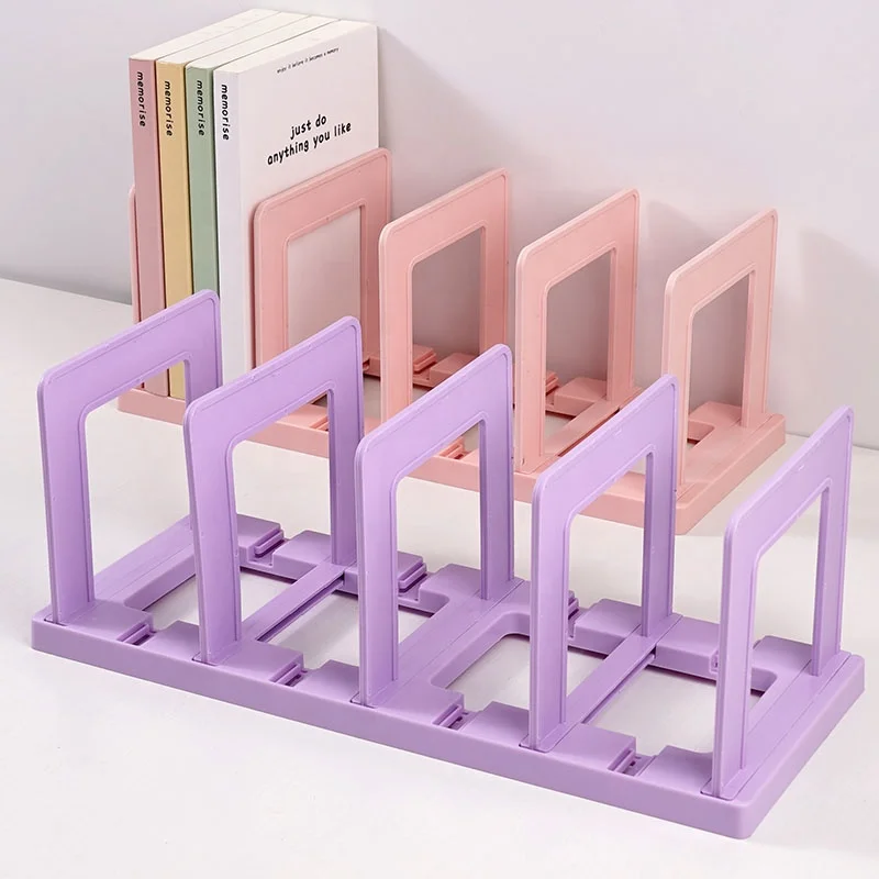 Home Decoration Office File Display Organizer 4 Compartments Detachable Bookends Book Stand Holder custom folder