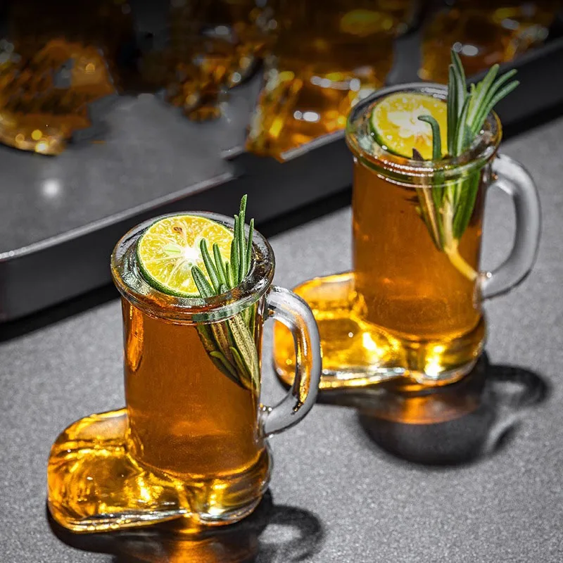 creative 1.5 oz Foot Shape Beer Glass Cowboy Boot bullet Shot Glass Mini wine Glass with handle For Whiskey Tequila
