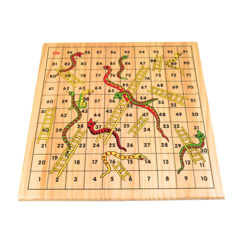 Custom design ludo snakes and ladders wooden board game classic wooden game for children and family