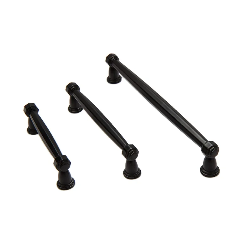 Высокое качество Черный цинковый сплав Крытый шкаф и дверные ручки простой черный для кухонных шкафов