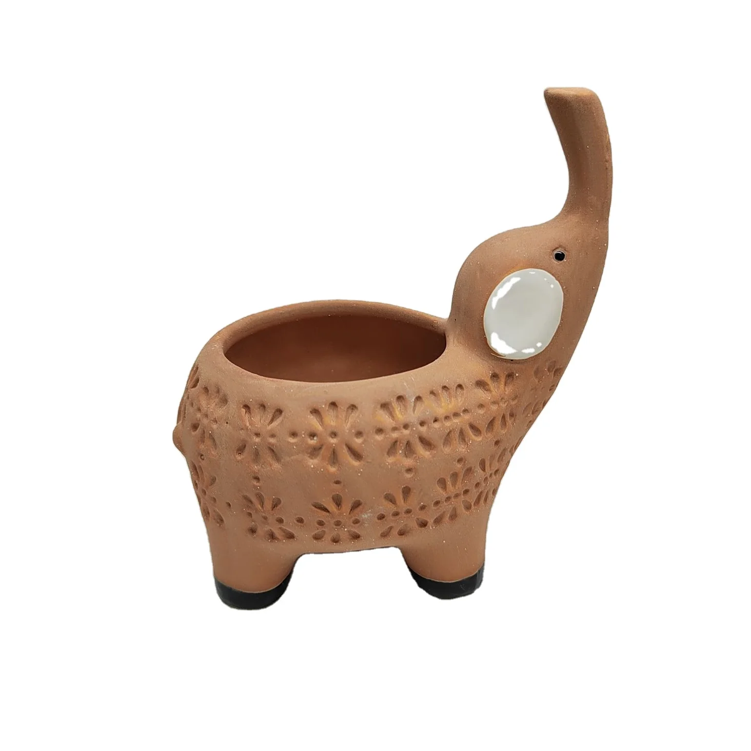 Creative wholesale  small ceramic  animal elephant terracotta color planters pot
