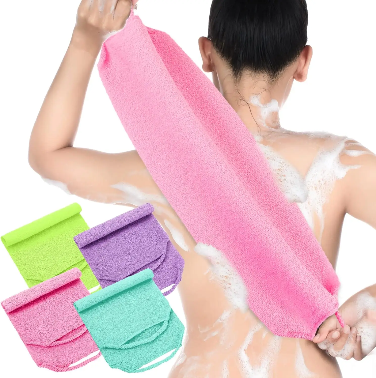 Wholesale Exfoliating Bath Back Scrubber With Rope Double Sides Back Gloves Deep Clean Body Scrub Strap