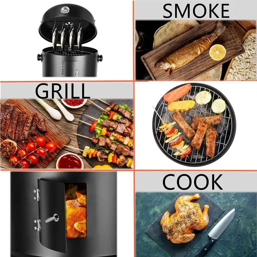 Multifunction Vertical charcoal smoker grill bbq with LFGB approval