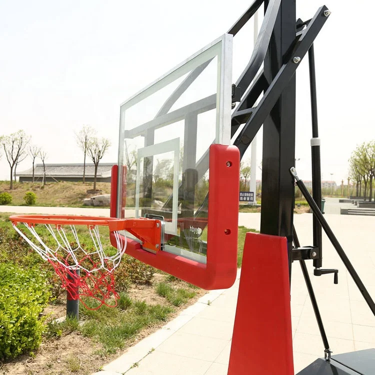 
Adjustable Basketball Hoop Standard Basket Ball Hoop With Tempered Glass Backboard 