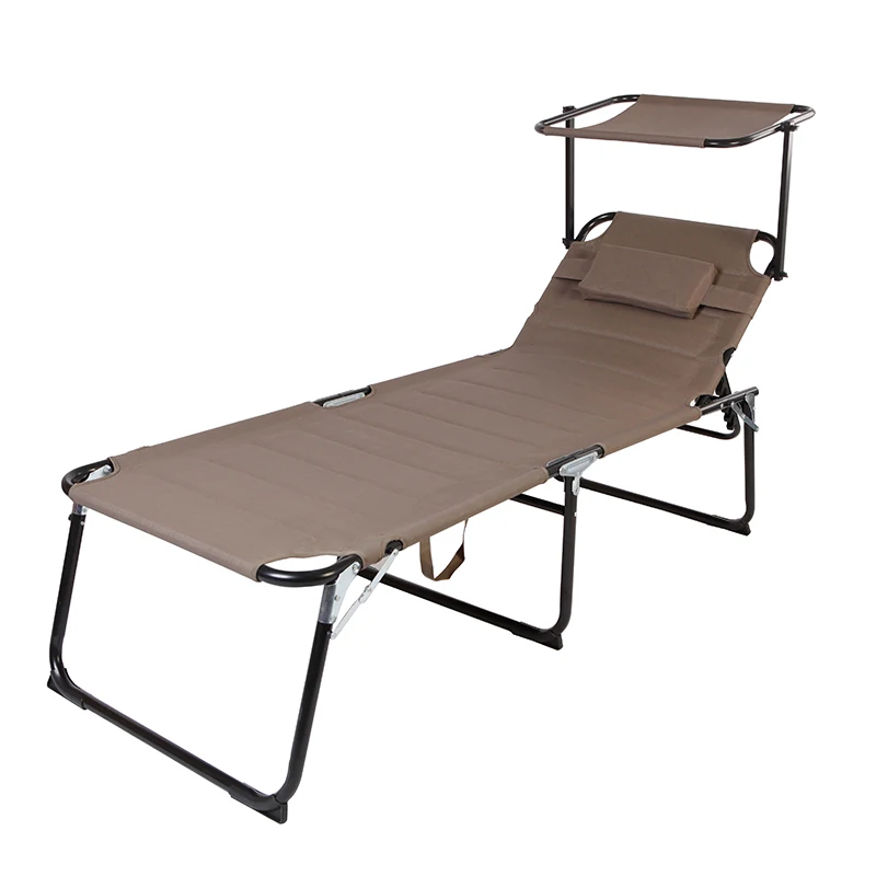 Sun Shade Padded Cloth Alu Frame Outdoor Lounger with Headrest