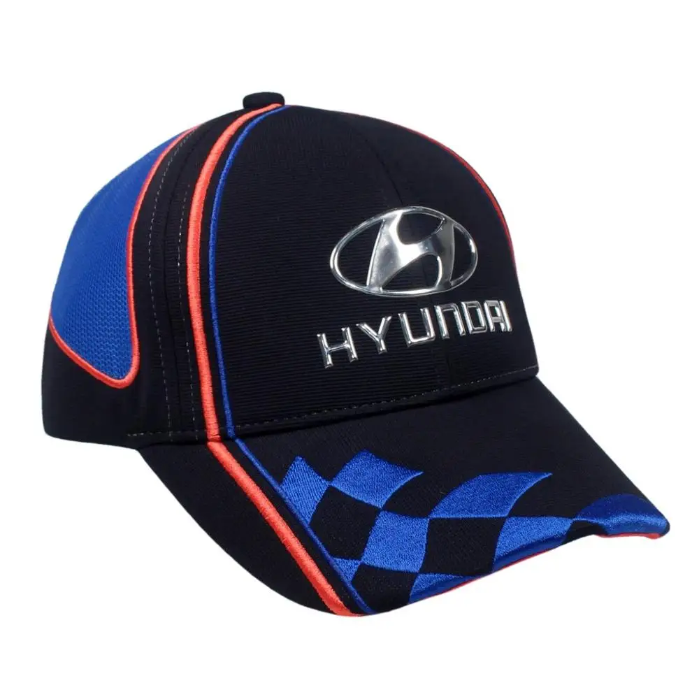 
High Frequency logo Car Brand Cap Spandex Ottoman Fabric with Mesh Embroidery Cap and Hat, TPU logo Royal blue Sports cap 