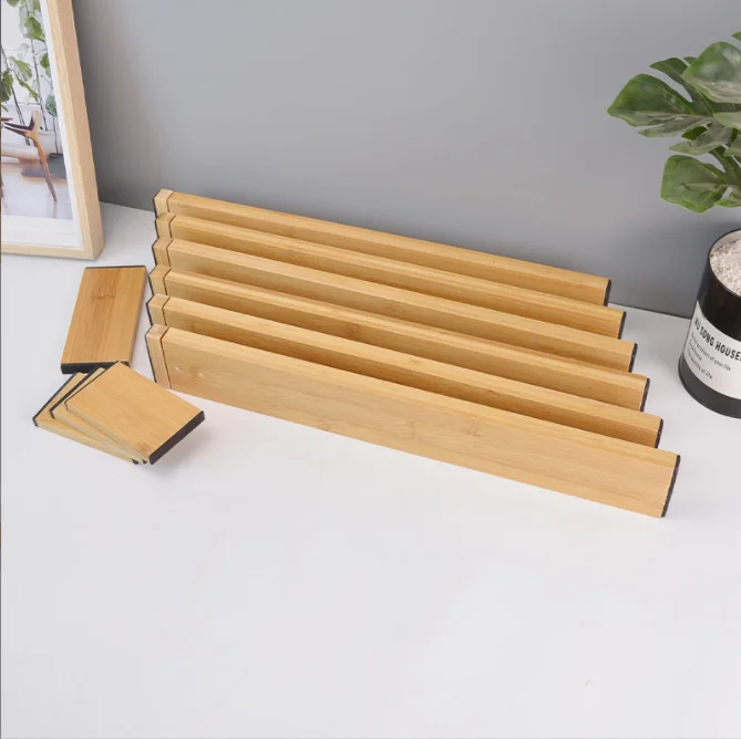 Adjustable bamboo space drawer dividers organizer retractable expandable wood bamboo drawer dividers with inserts