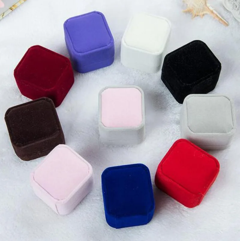 Flannel Jewelry Pendant Packaging Wedding Ring Box Stud Earrings Flocking Gift Box