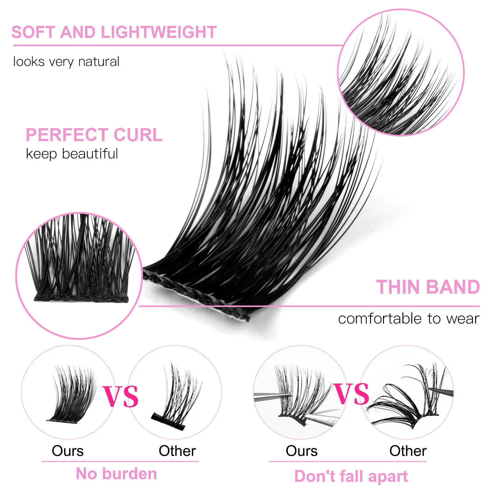 Wholesale Cluster Lashes make Private Label D Curl Cluster DIY Lash Extensions Tray Individual Fan Cluster Lash Kit