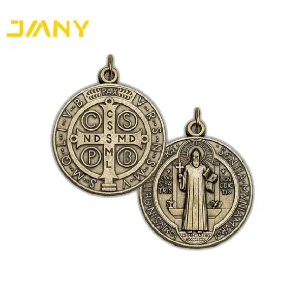 Benedict Medal St Benedictine Antique Crucifix Necklace Saint Color Medals Wholesale Colorful Stainless Steel