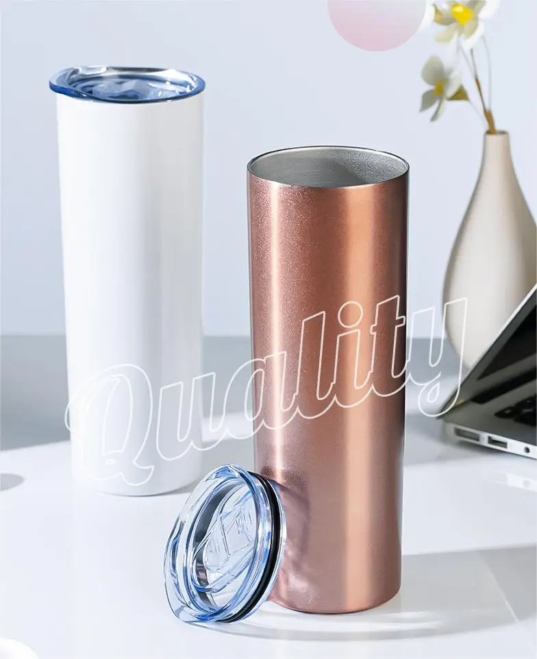 Custom 20oz plated powder coated stainless steel skinny straight tumblers laser engrave water bottle