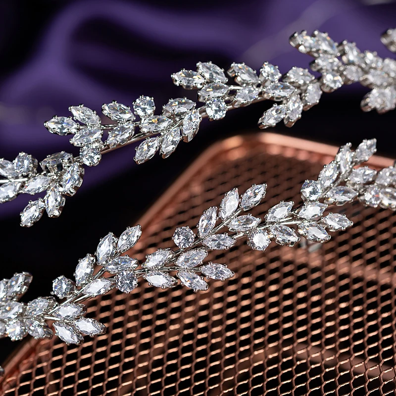 Drop Shipping Luxury Wedding Headbands  High Quality Cubic Zircon Bridal Hair Accessory Crown Tiara Women BC5836 Corona Princesa