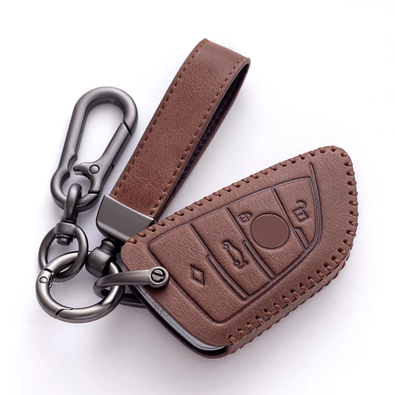 Custom Fashion Keyless 4 Button Remote Smart Car Key Case Leather Shell Cover Blank Fob For BMW 5 7 Series X5 X6 F CAS4 System