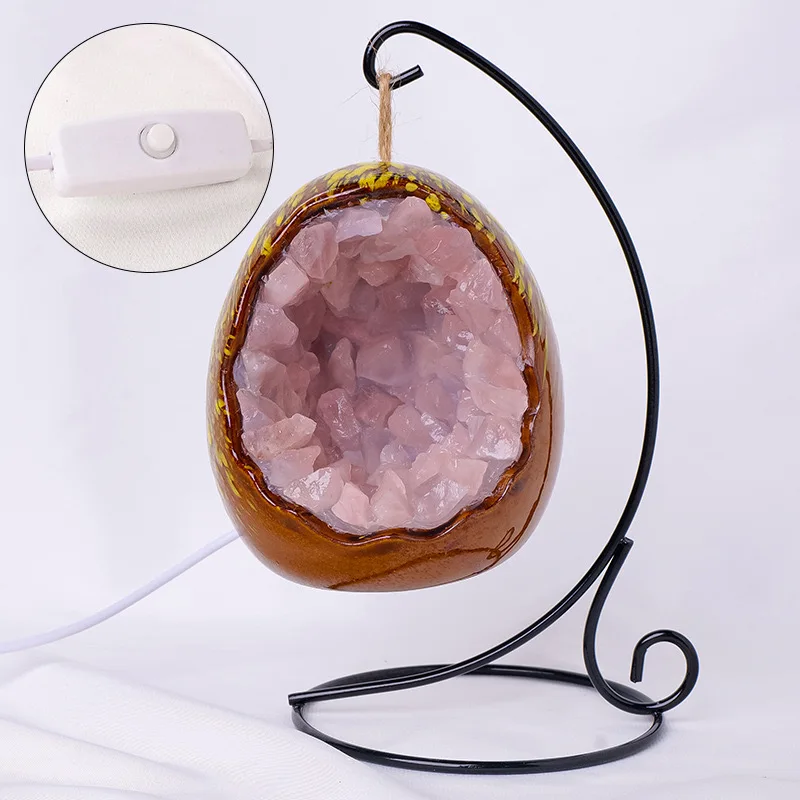 Wholesale Healing Crystal Amethyst Dinosaur Egg Night Light For Home Decoration