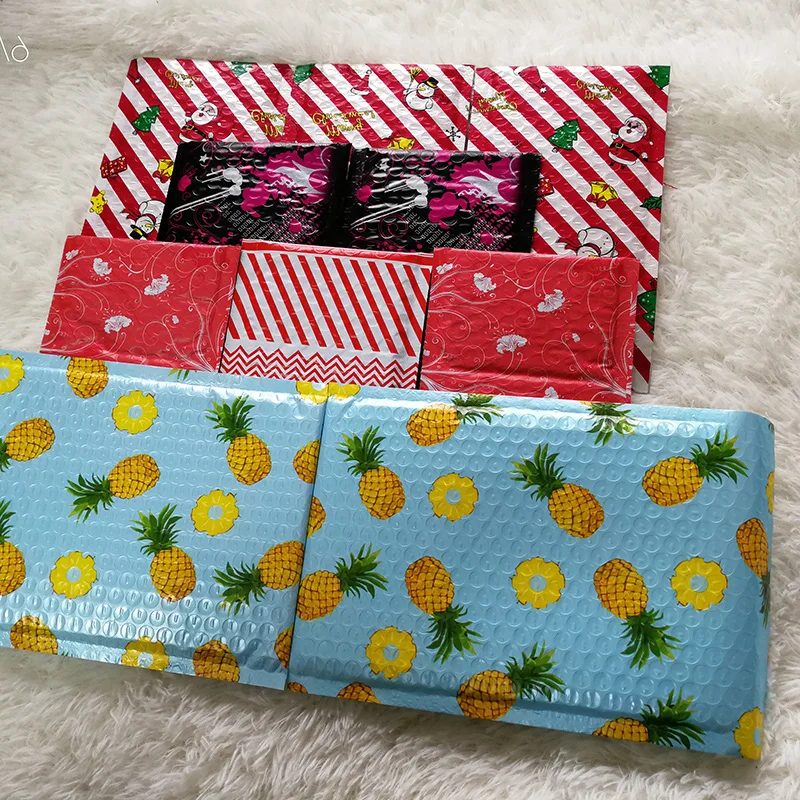 Recycled Plastic Mail Eco-Friendly Padded Shipping Envelop Wrap Bubbled Custom Postage Pouches Red Bubble Mailing Bag With Logo