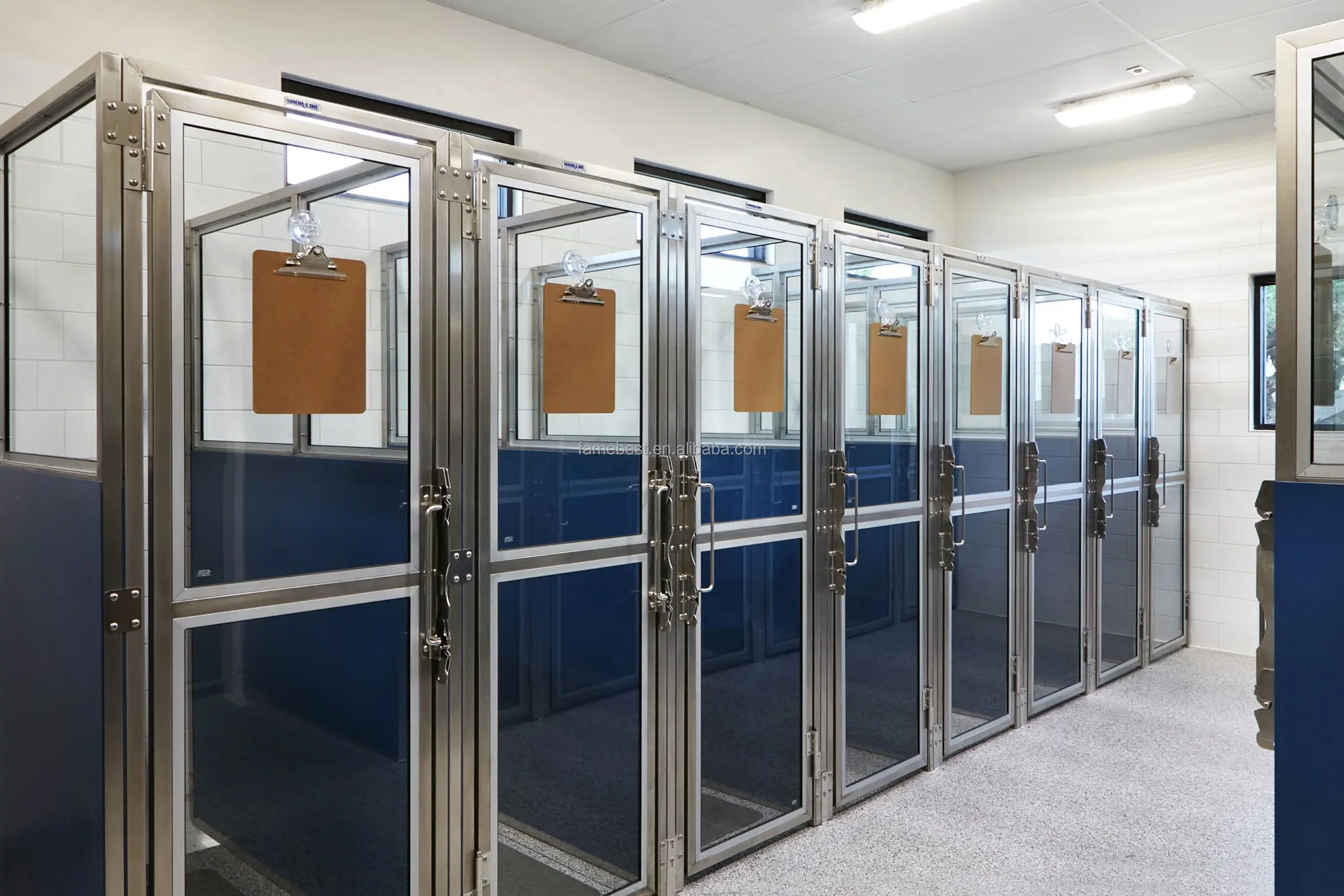 large Tempered Glass Dog Kennel Runs with HDPE or stainless steel Panel