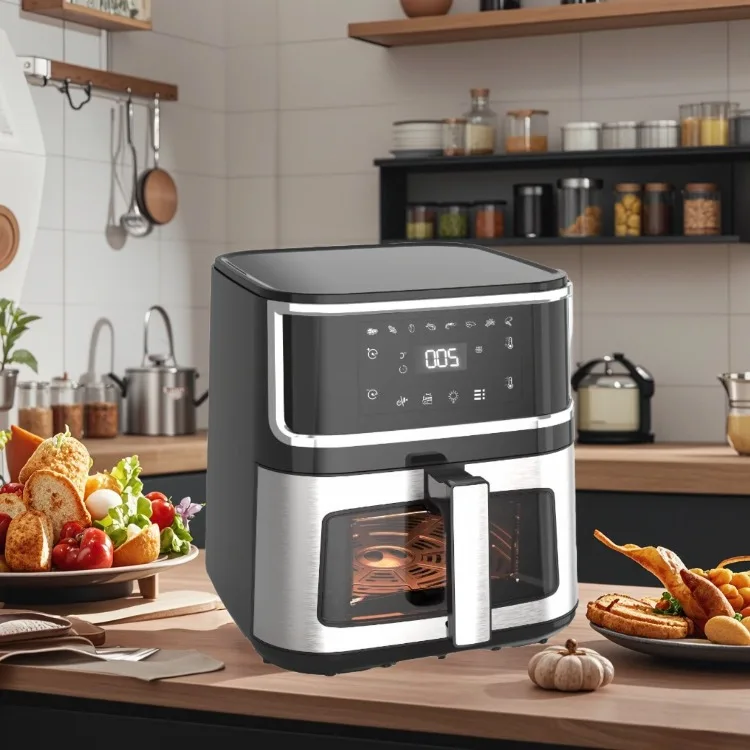 Smart Wifi 8L жаровня видимого воздуха со стеклянным окном кухонный прибор из нержавеющей стали крышка воздуха фритюрница