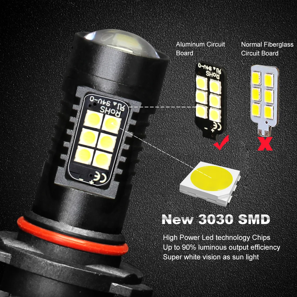 12V 21SMD 3030 Auto Led  H8 H11 H7 9005 HB3 9006 HB4 6000K 3000K Led Driving Lights Car Fog Light Bulbs Lamp