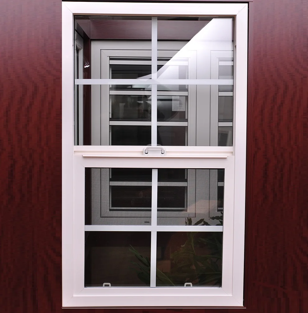 China manufacturer north American style plastic vinyl windows single double hung windows cheap house window for sale