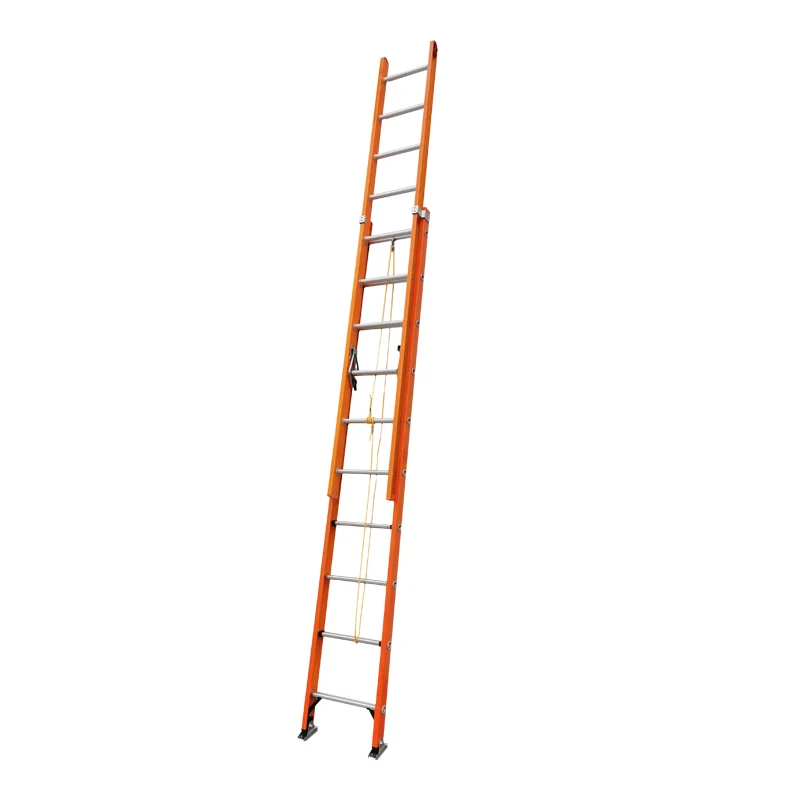 Weiken 2x16 Building Fiberglass Sliding Industrial Ladder Extension Ladder Fire Escape Rope Ladders 32ft