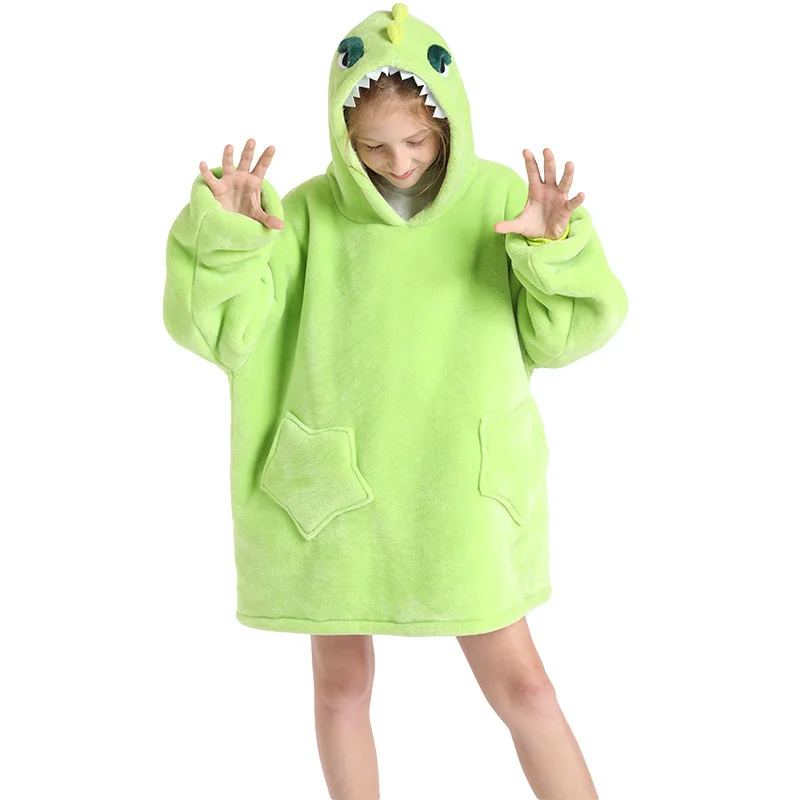 Sample Available Thickened Nightgown Fleece Hooded TV Blanket Outdoor Cold Proof Clothes Pajamas Wholesale