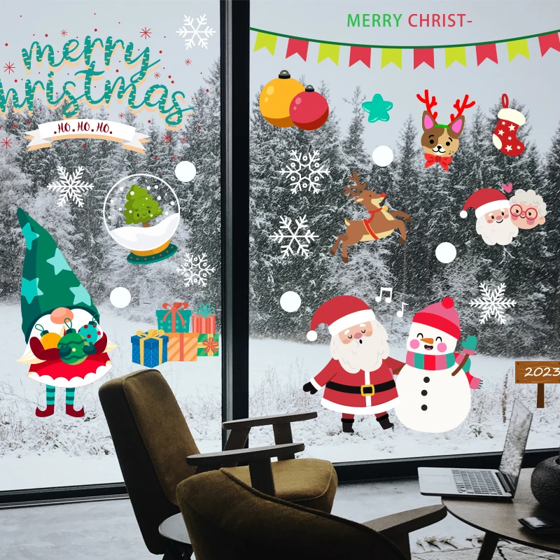 Merry Christmas Waterproof PVC Graffiti Decorative Stickers Skateboard For Holiday Celebration Notebook Luggage Phone Bottle Lap