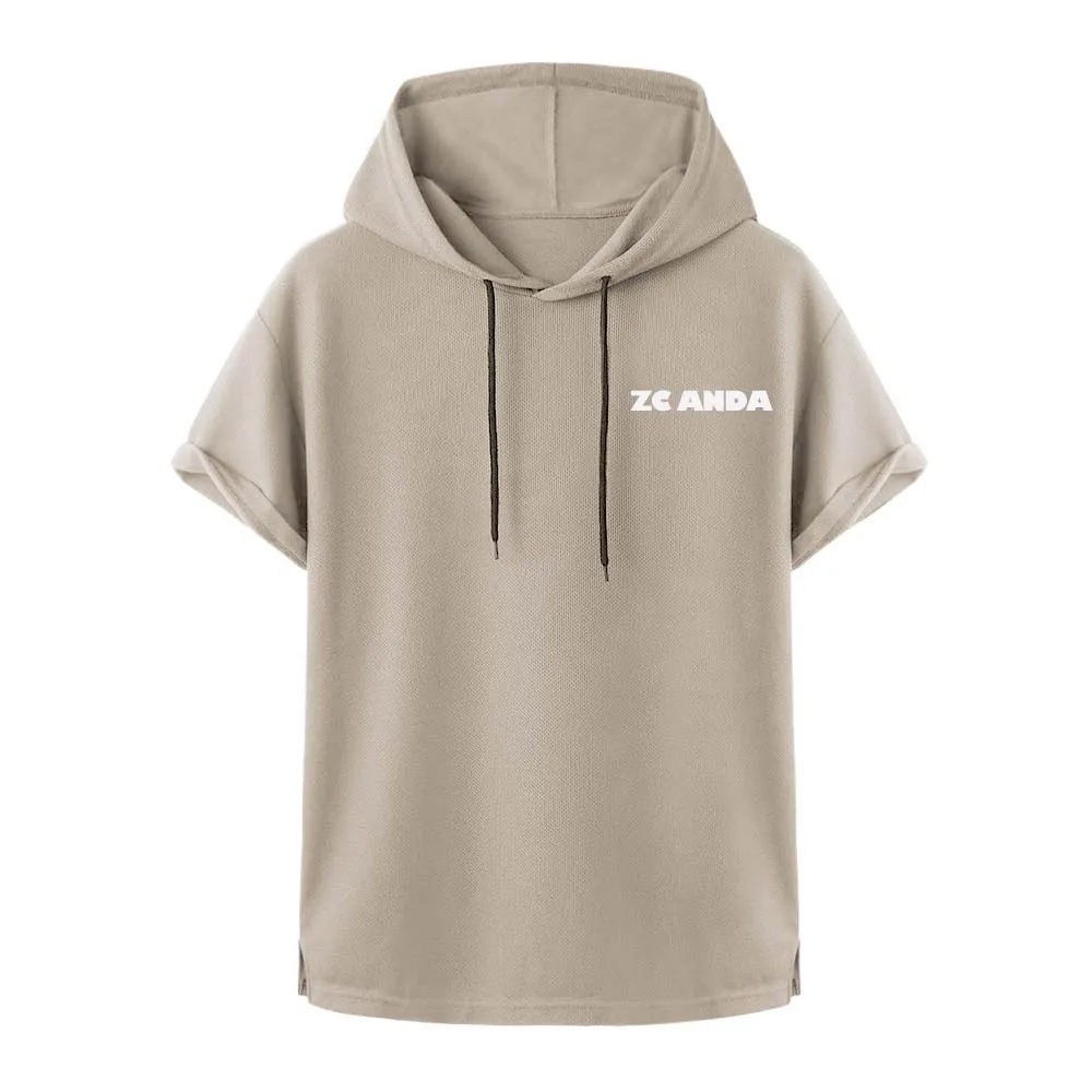 Gym hooded sports top drawstring plain t shirt for men custom sample before bulk goods