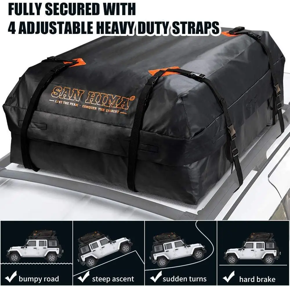SAN HIMA Heavy Duty 100% Waterproof 15 Cubic Feet Roof Top Car Cargo Bag Carrier
