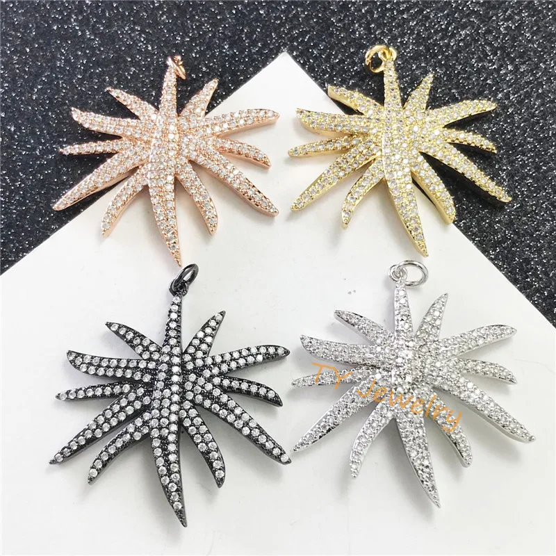 Wholesale copper CZ micro pave clear cz starfish pendant,cubic zirconia diamond charm for necklace making