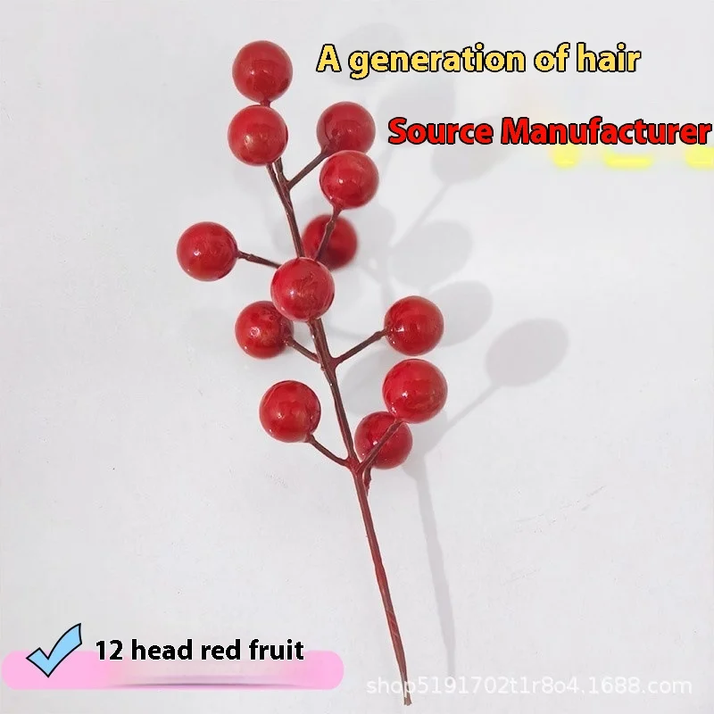 12 Red Berry Fruits Holly Decorations Fortunate Christmas & Halloween Wholesale Simulated Fruit for Home Party & Wedding Use