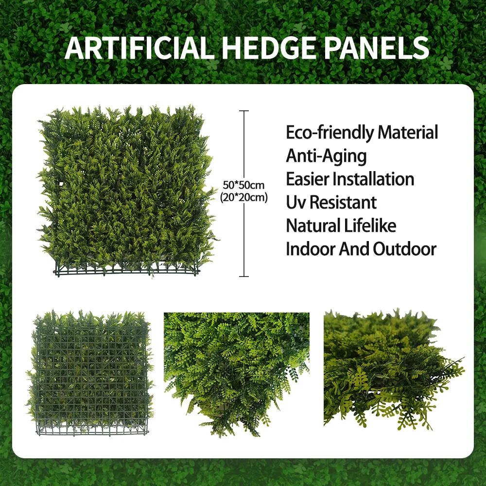 Wholesale decorative vertical garden fence mimosa leaf simulation lawn green wall fake artificial plant