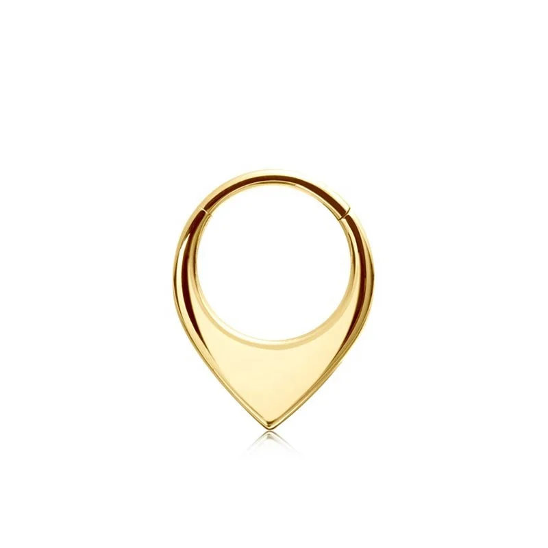 Tear Water Drop Mirror Hinged Segment Rings Septum Clicker Hoop Daith Rook Lobe Conch Piercing Jewelry G23 Titanium Piercings