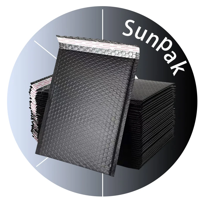 recyclable custom logo black 100% recycled eco bubble mailer packing plastic courier mailing GRS poly bubble bags with label