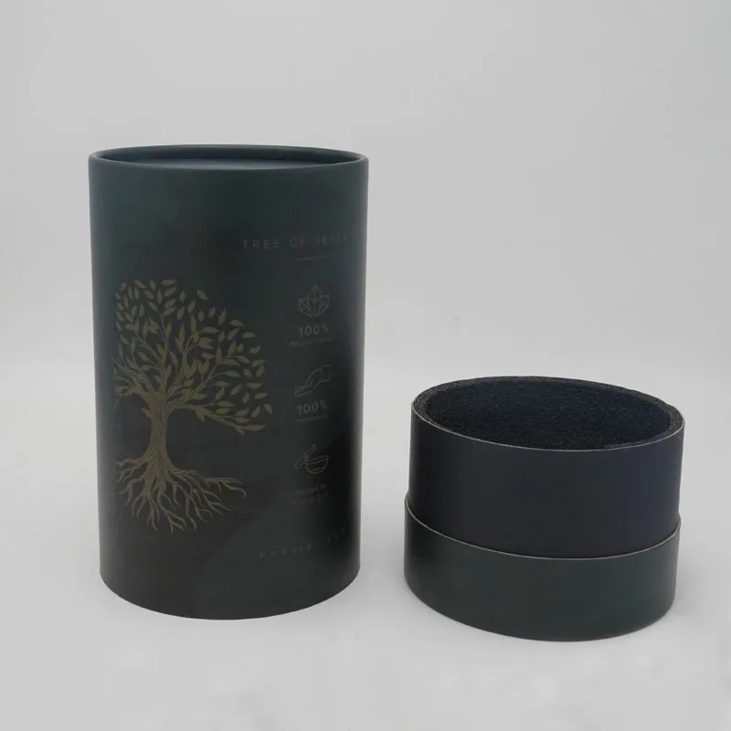 luxury green round wine boxes personality recycled paper tube cylinder packaging box for water bottle
