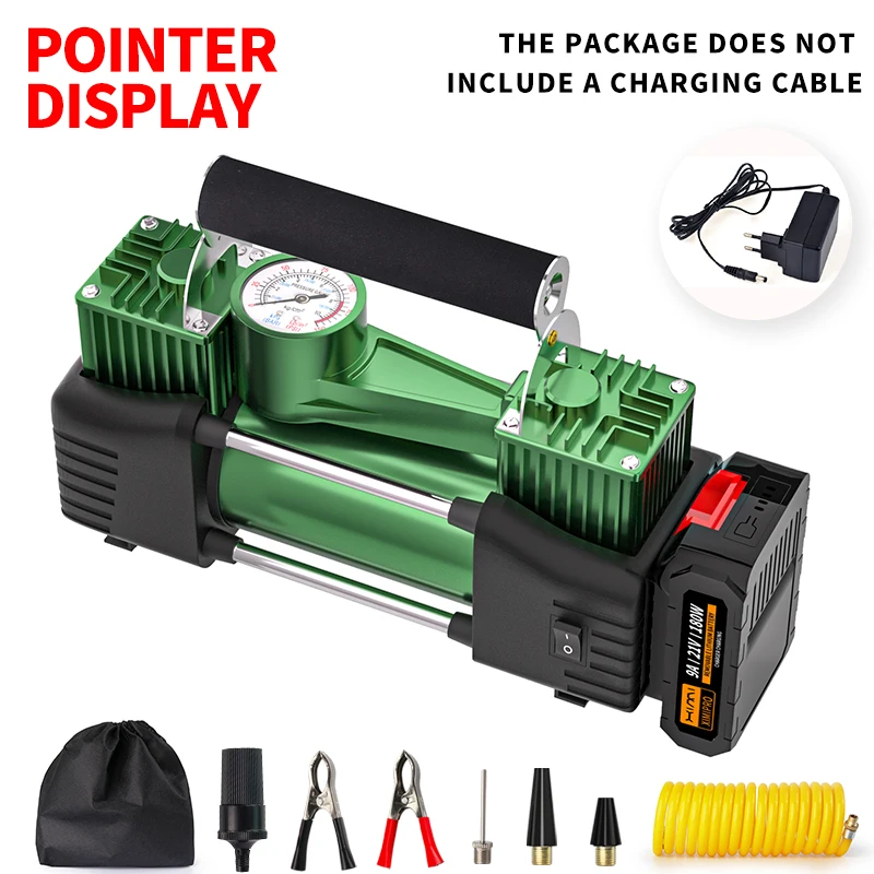 wireless rotor mental double car inflator pump compressor precise pointer air pressure for car tires swimming rings basketball
