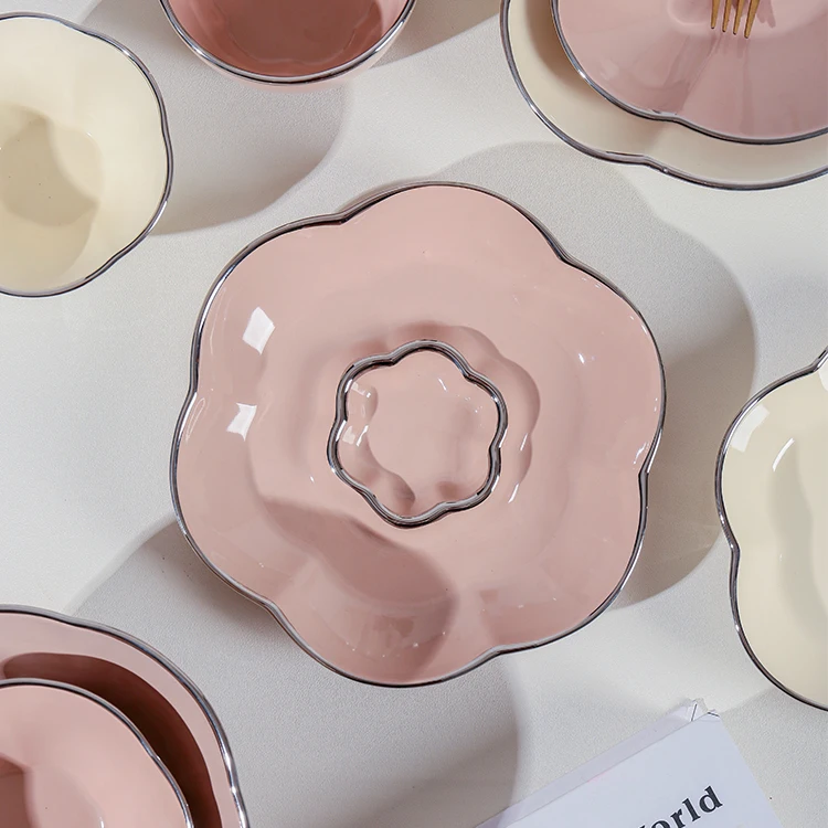 Nordic Style Home Restaurant Luxury Ceramic Tableware Bowl And Plates Porcelain Dinnerware Set Ceramic Dinner Set