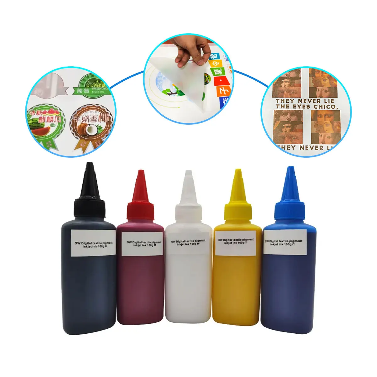 Gwin DTF Pigment Ink for EPSON DX5/7/5113/4720/XP600/I3200 Desktop Printers for All All Epson with CMYK White Colors